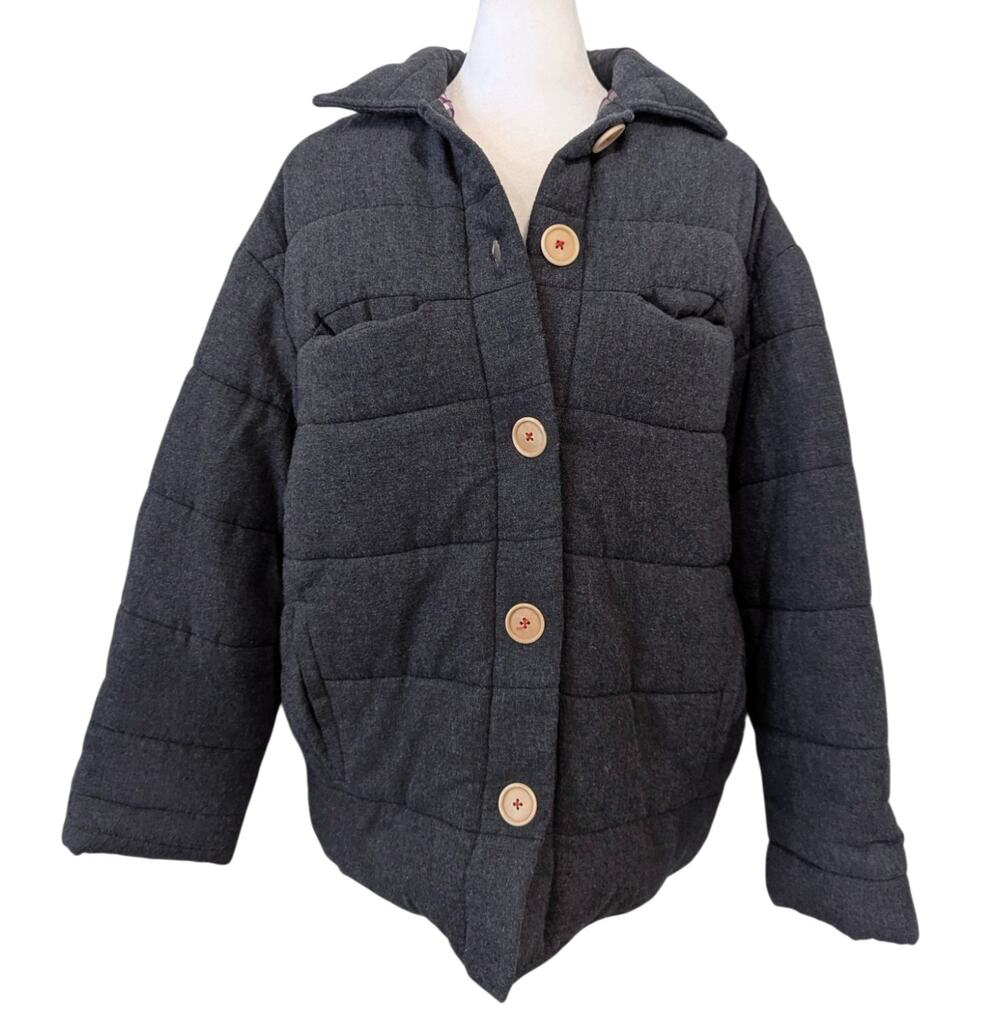 Pietsie Alamos Quilted Chore Japanese Cotton Dark Gray Jacket Small